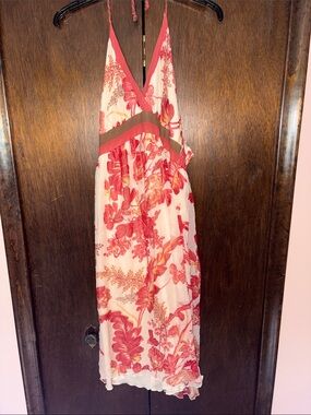 jonathan martin halter dress Jonathan Martin Paisley Floral Halter Dress Silky Sleeveless Stretch EUC Sz  6